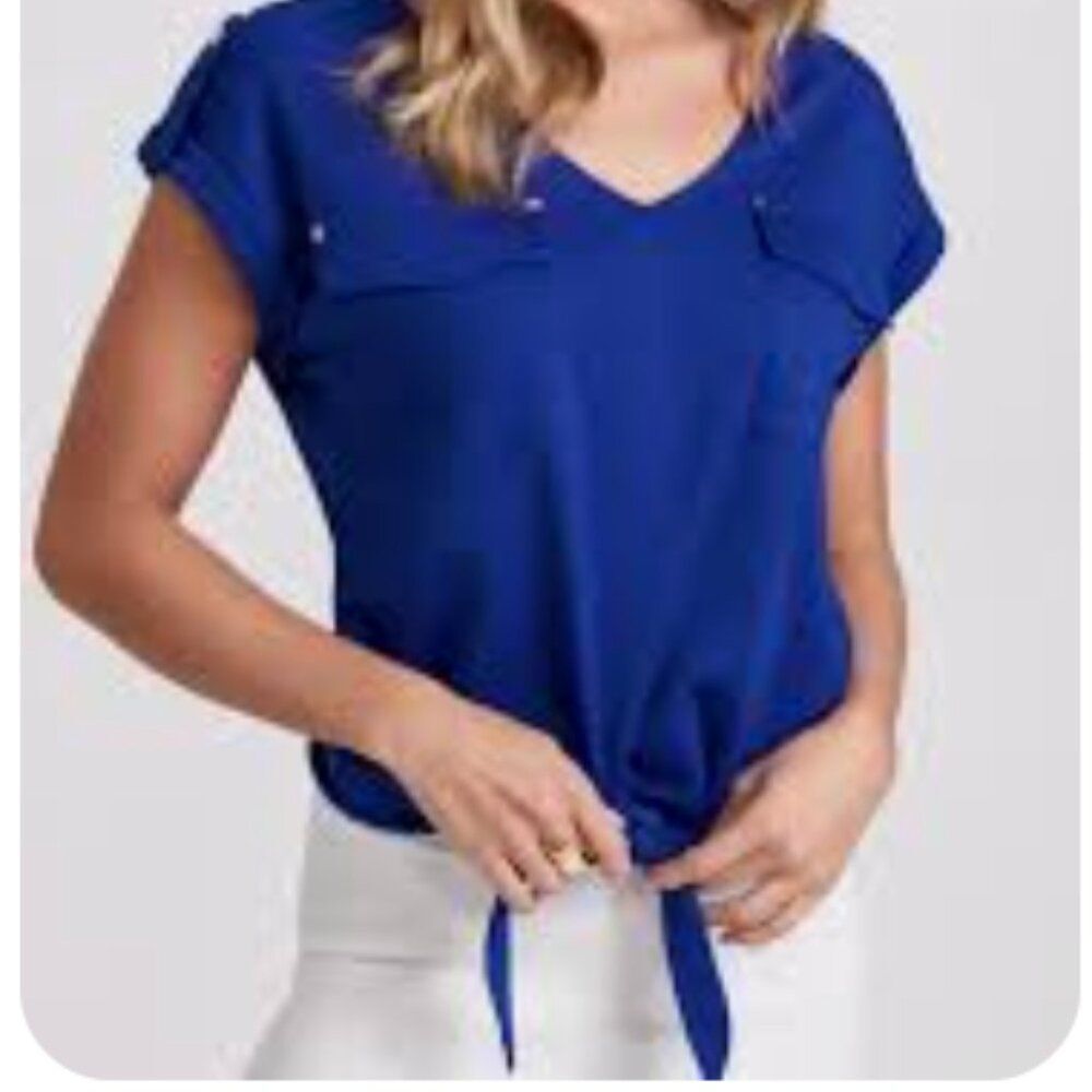 Express‎ Deep Blue V-Neck Top Small